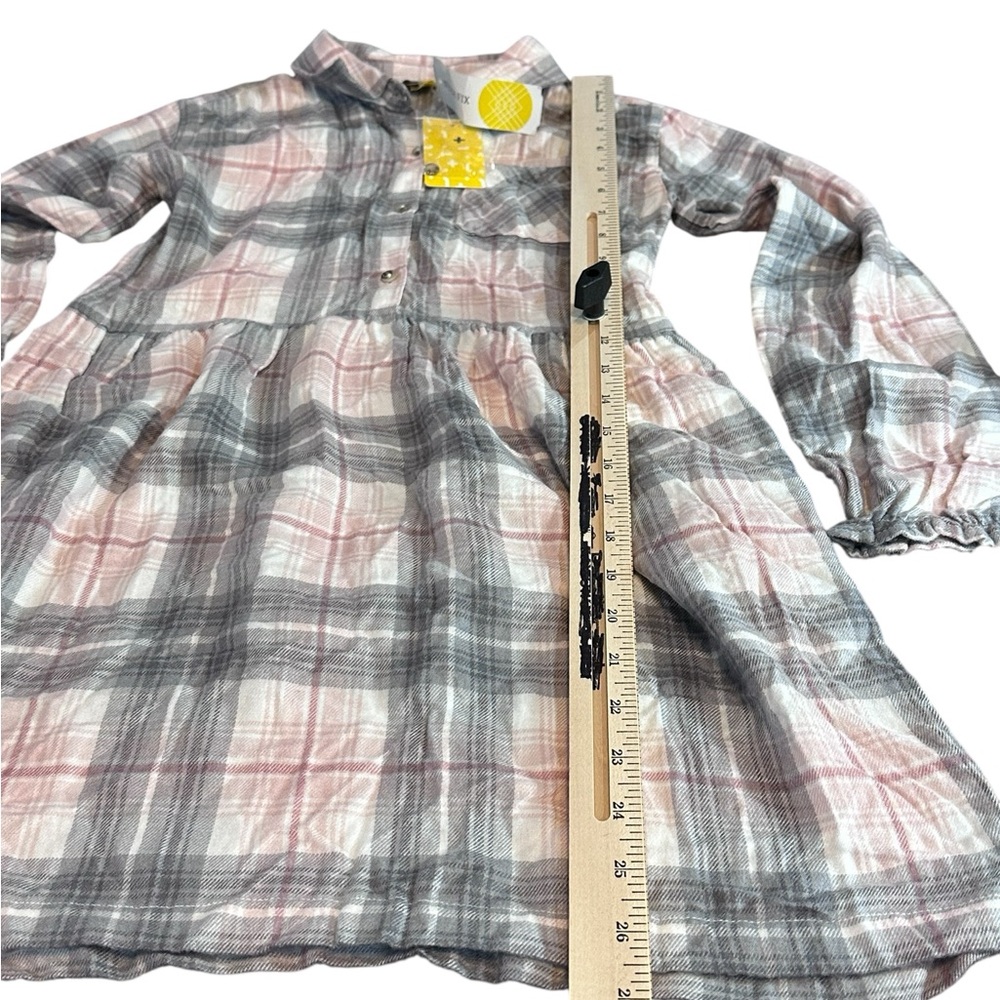 Rumi + Ryder Grey‎ Plaid Flannel Shirt Dress Girls M 8–10 NWT